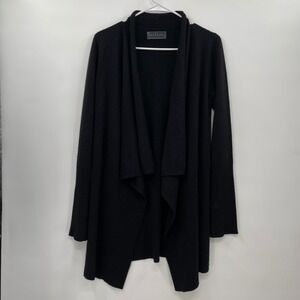 Velvet Black‎ Cashmere Draped Open Front Cardigan Sweater Cozy Knit Classic